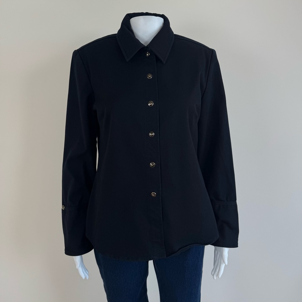 St. John Sport Marie Button Down Shirt Shacket Jacket Cotton